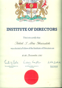 Institute of Directors certificate issued December 10, 1981