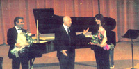 Chairman Abu-Ghazaleh, Soprano Ghada Ghanem and world renowned pianist Ramzi Yassa, at the concert held at the School of Music Concert Hall-University of Cambridge, at the end of the ASCA 20th anniversary celebrations, August 6, 2004